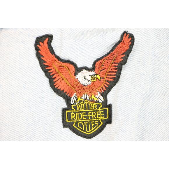 Vintage Jordache Light Wash Harley Davidson Eagle Trucker Denim Jean Jacket - Picture 4 of 9